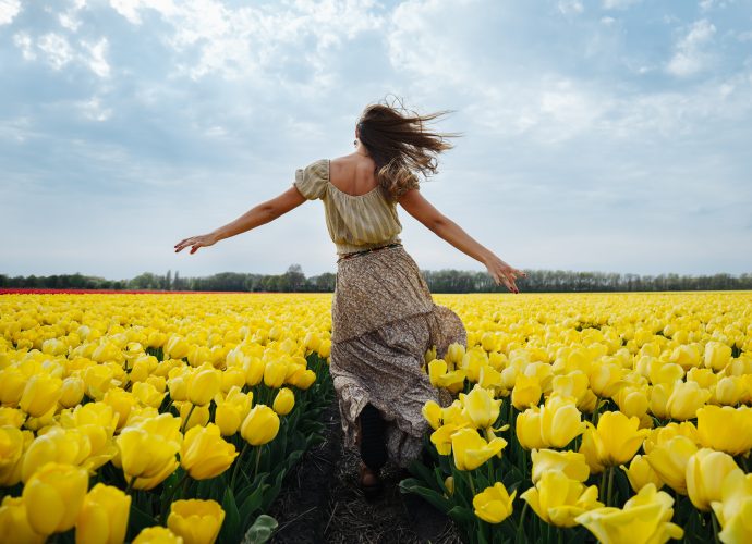 nő tulipán mezőn - novella - nőiváltó