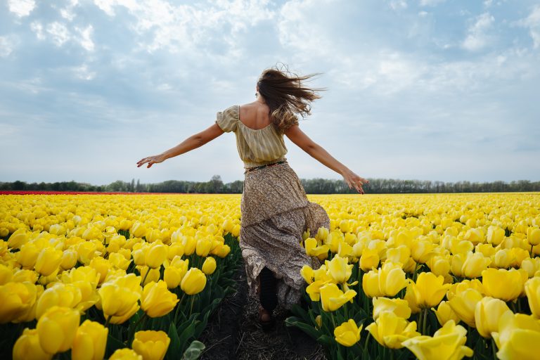 nő tulipán mezőn - novella - nőiváltó